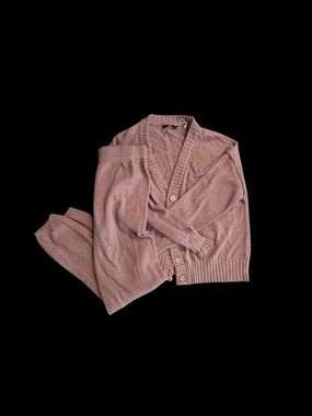 Dusty Mauve Knit Cardigan and Pants Set